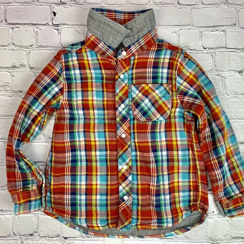 Bit'z Kids Boy's Size 5-6 Reversible Plaid Shirt